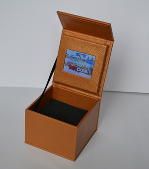 video gift box leather lcd panel screen in lid