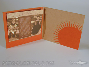 fiberboard disc jacket orange pms ink recycled paper booklet slot