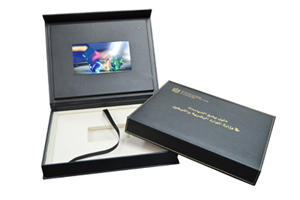 video panel box leather wrapped deluxe box set packaging