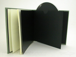 CD book swinging sleeve multidisc set black kraft paper green linen wrap