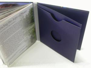 soft cover cd book swinging sleeve die cut center hole inner pages booklet